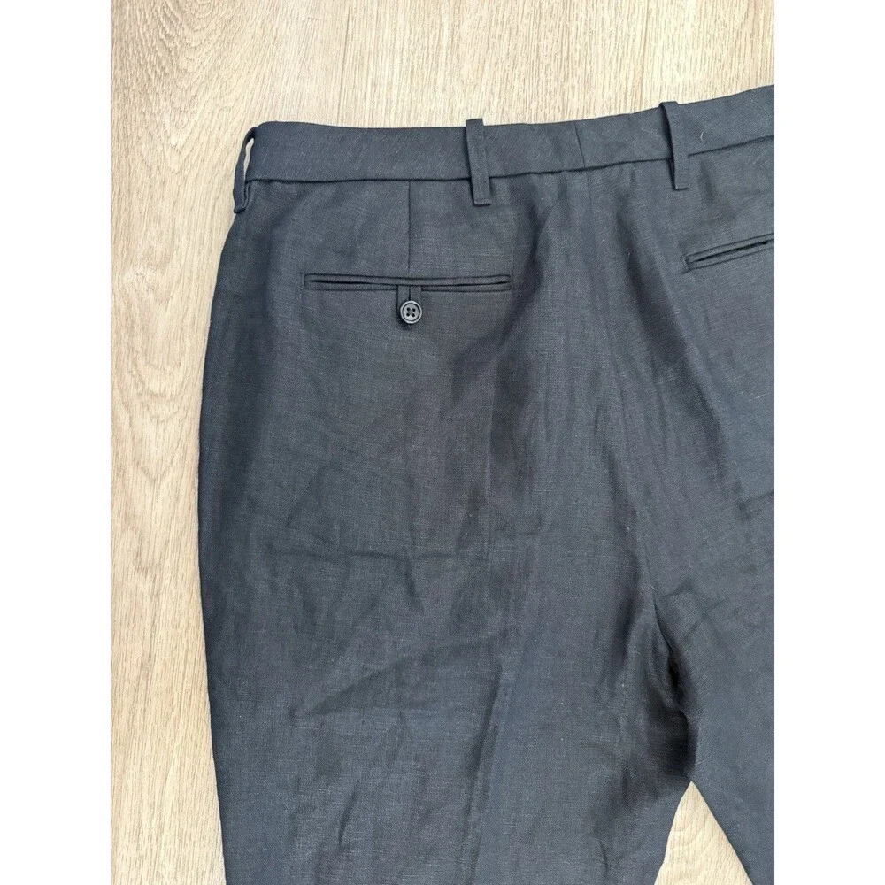 Todd Snyder New York Men 33x32 (fit 33x29) Black 100% Linen Dress Pants Trousers